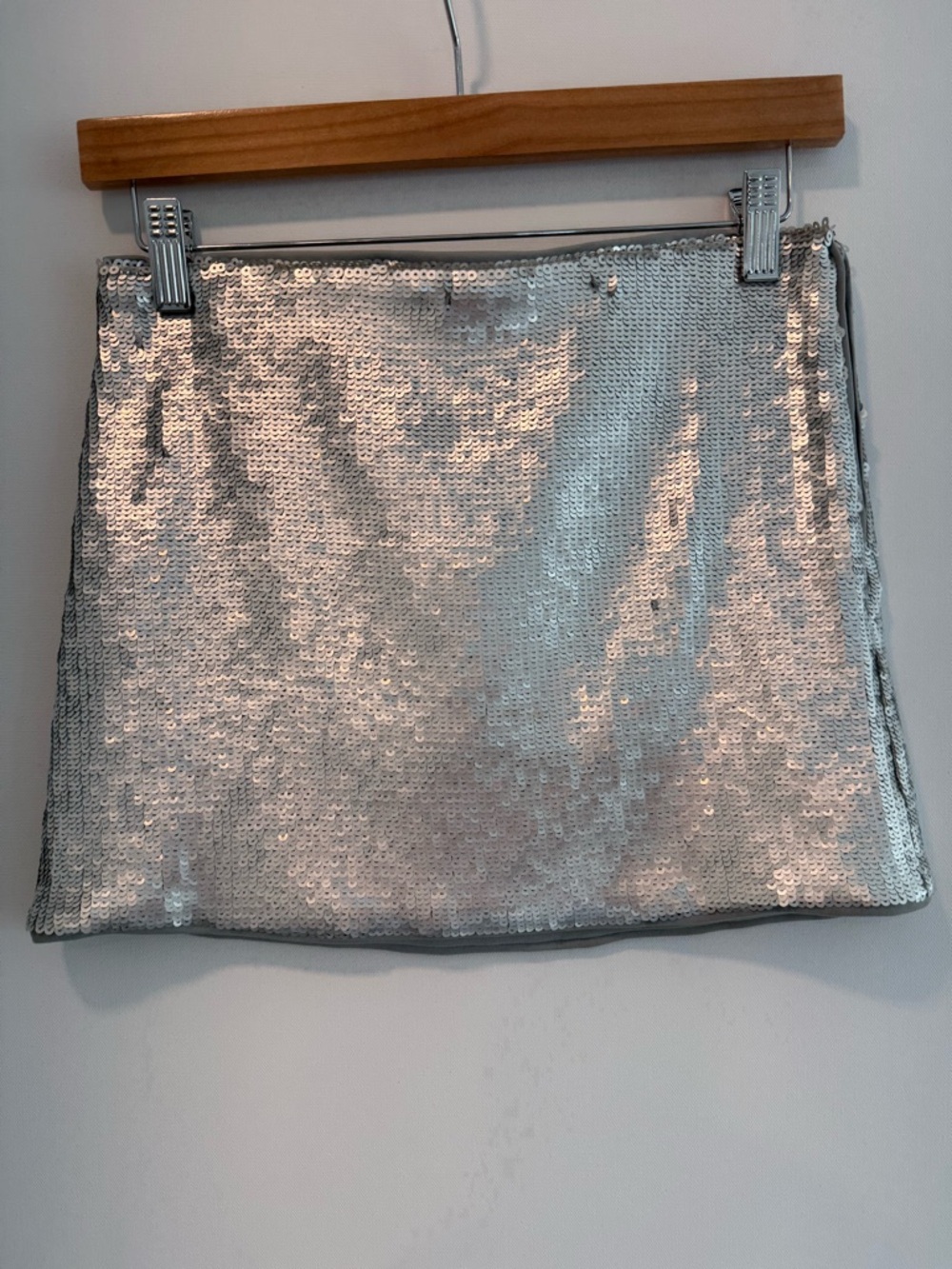 Silver Sequin Mini Skirt